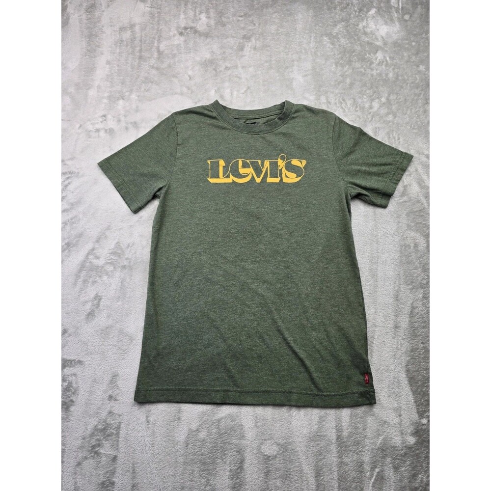 Levi's Graphic T-Shirt Youth Large 12-13 Yrs Green Yellow Logo Short Sleeve Tee